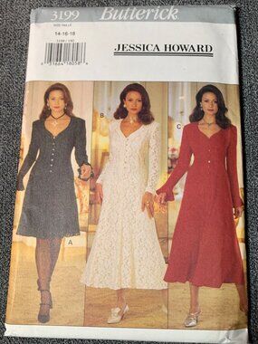Butterick 3199 Jessica Howard Dress Sewing Pattern Size 14-16-18 Tall Uncut 1990